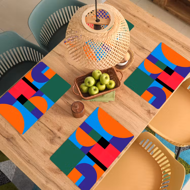 Placemat - 6 stuks - Geometrisch - Abstract - Vormen - Kleurrijk - Modern — 6