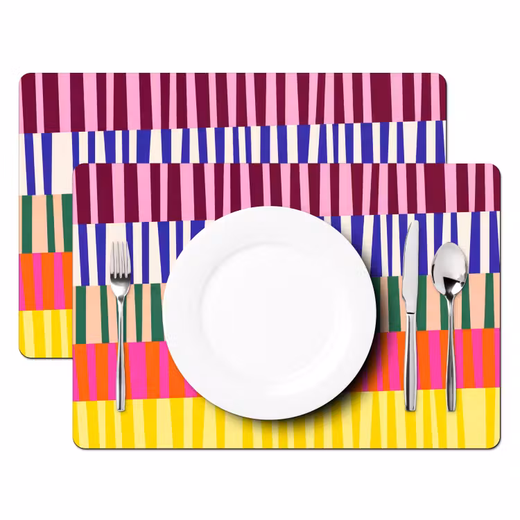Placemat - 6 stuks - Patroon - Strepen - Abstract - Modern - Kleurrijk — 2