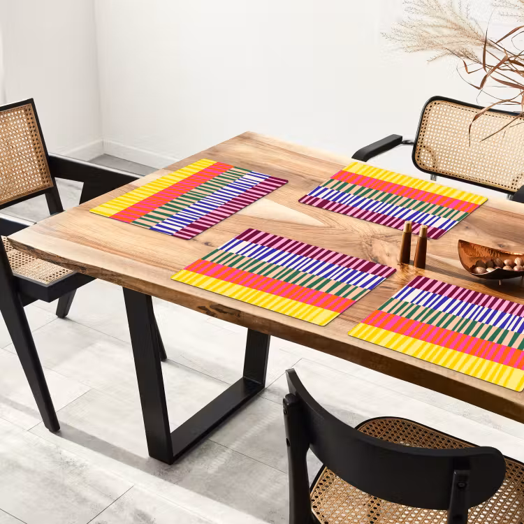 Placemat - 6 stuks - Patroon - Strepen - Abstract - Modern - Kleurrijk — 5