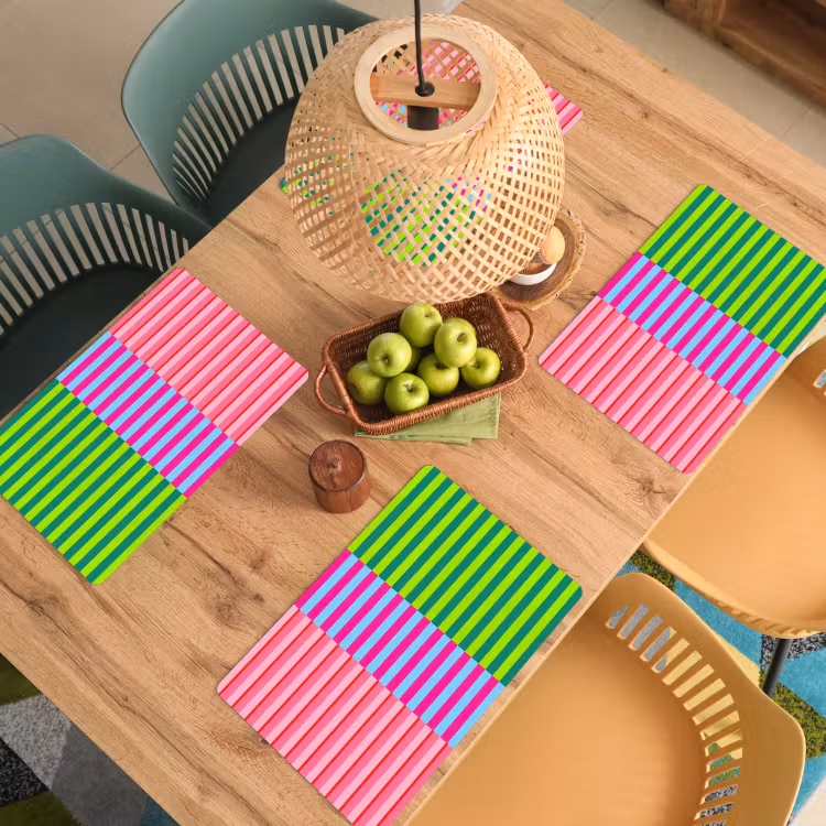 Placemat - 6 stuks - Patroon - Strepen - Modern - Abstract - Kleurrijk — 6