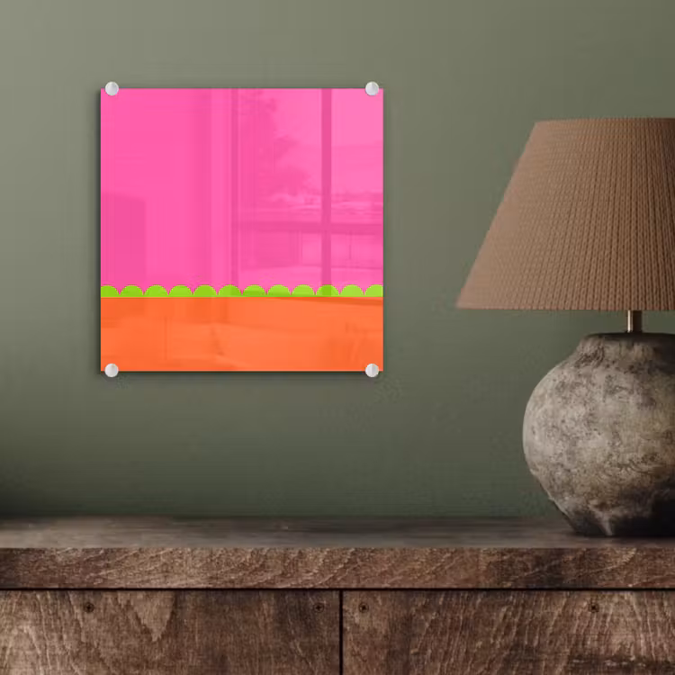 Glas schilderij - Abstract - Geometrisch - Kleurblokken - Roze - Oranje — 4