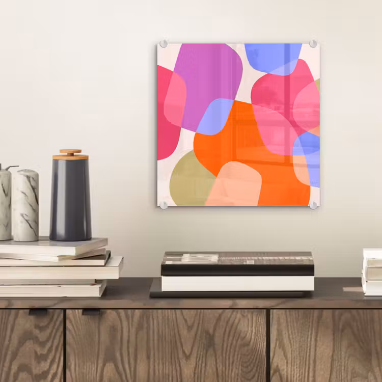 Glas schilderij - Abstract - Vormen - Modern - Kleurrijk — 2