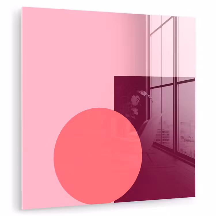 Glas schilderij - Abstract - Vormen - Roze - Modern - Design — 1