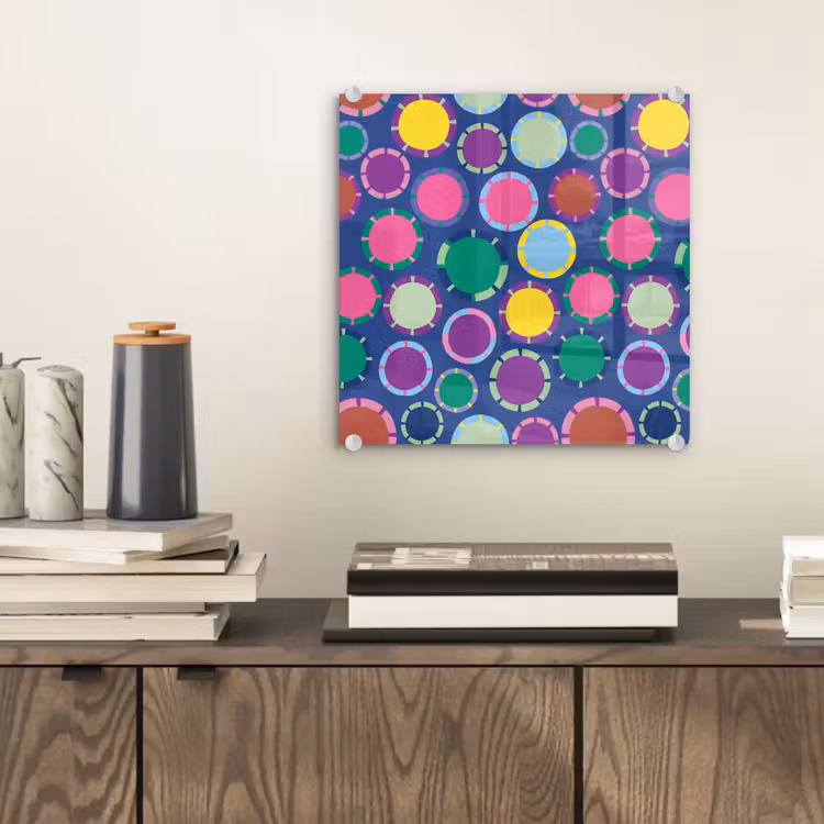 Glas schilderij - Patroon - Cirkels - Abstract - Kleurrijk — 2