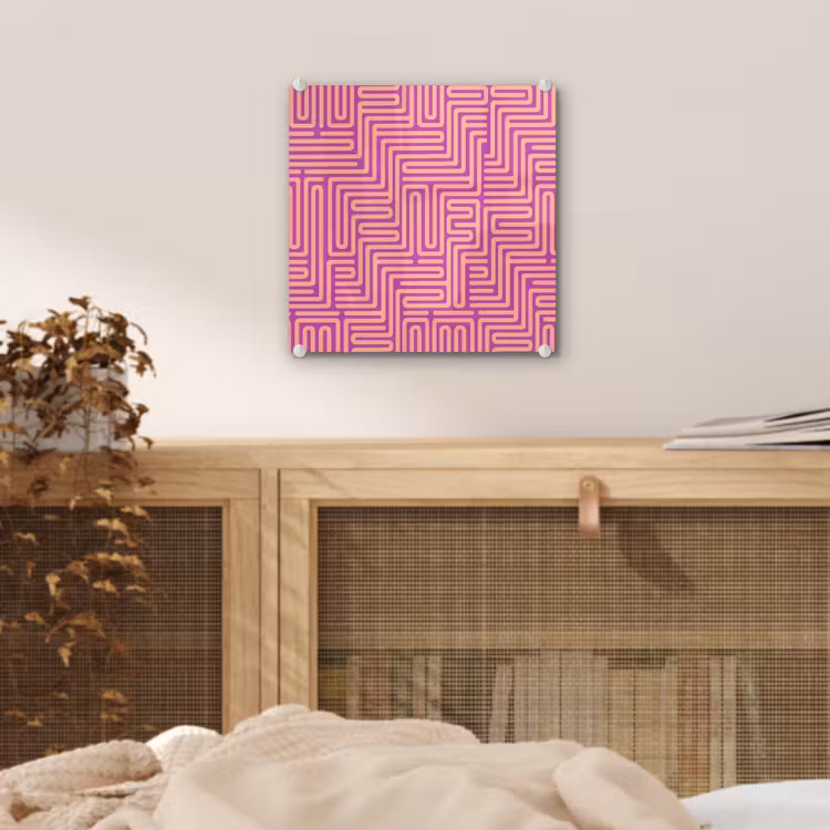 Glas schilderij - Patroon - Lijnen - Abstract - Modern - Paars — 5