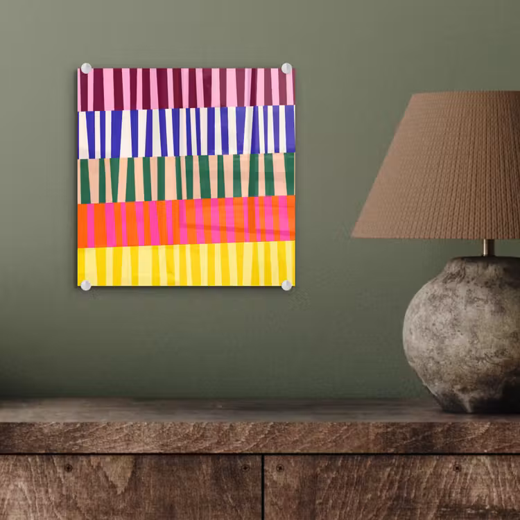 Glas schilderij - Patroon - Strepen - Abstract - Modern - Kleurrijk — 4