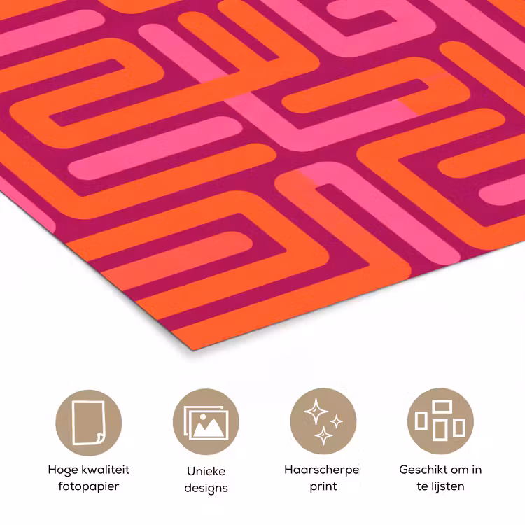 Poster - Abstract - Patroon - Lijnen - Roze - Oranje — 5