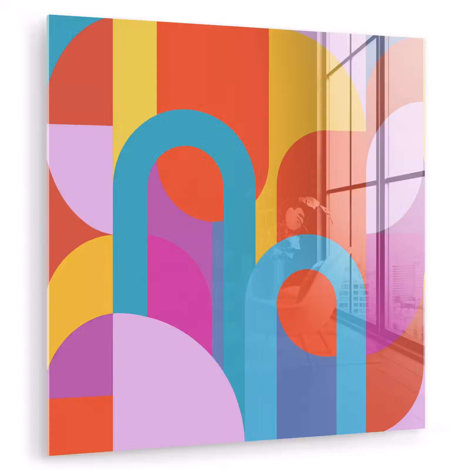 Glas schilderij - Abstract - Geometrie - Kleurrijk - Modern - Kunst — 1