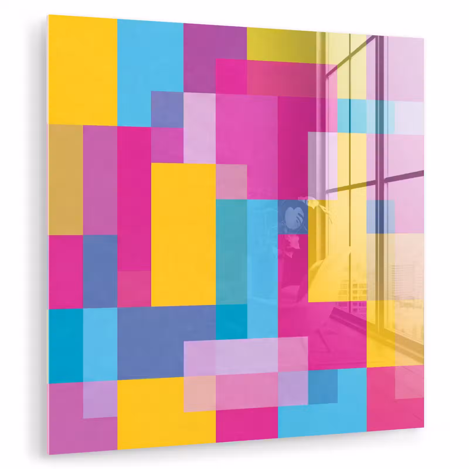 Glas schilderij - Abstract - Geometrisch - Kunst - Kleurrijk - Modern — 1