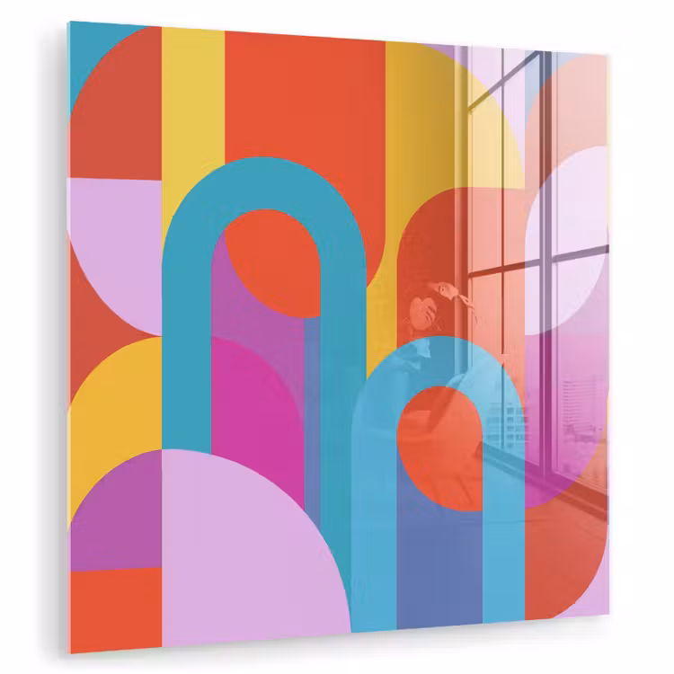 Glas schilderij - Abstract - Geometrie - Kleurrijk - Modern - Kunst — 1