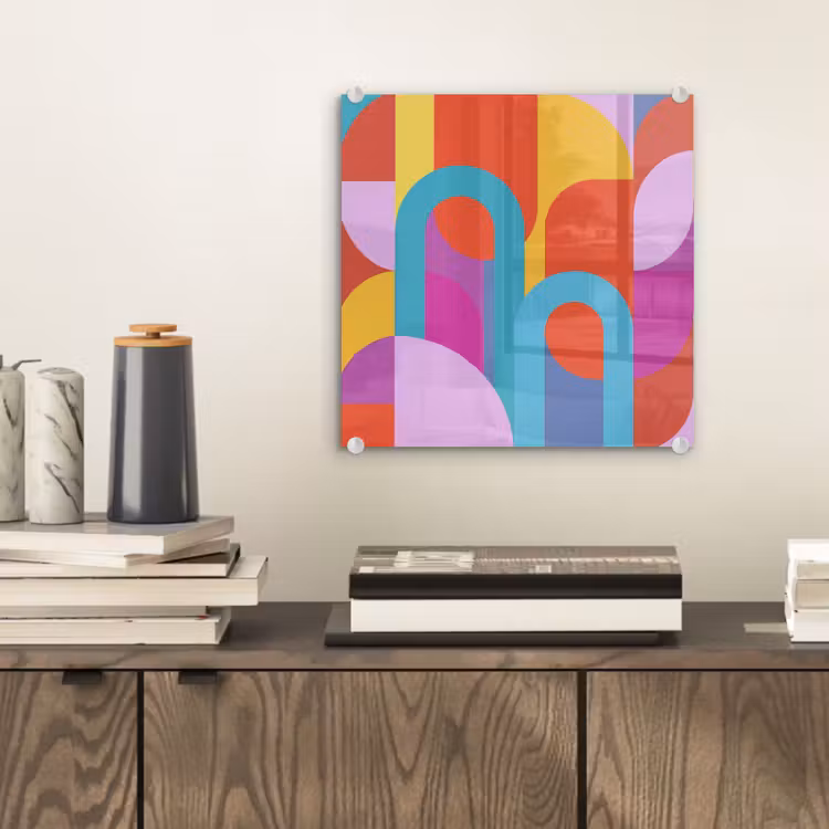 Glas schilderij - Abstract - Geometrie - Kleurrijk - Modern - Kunst — 2