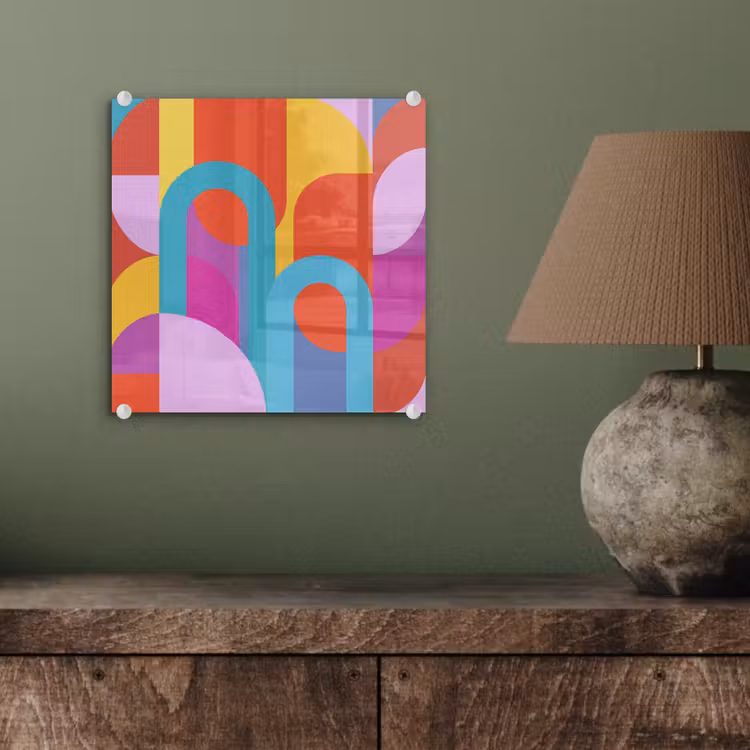 Glas schilderij - Abstract - Geometrie - Kleurrijk - Modern - Kunst — 4