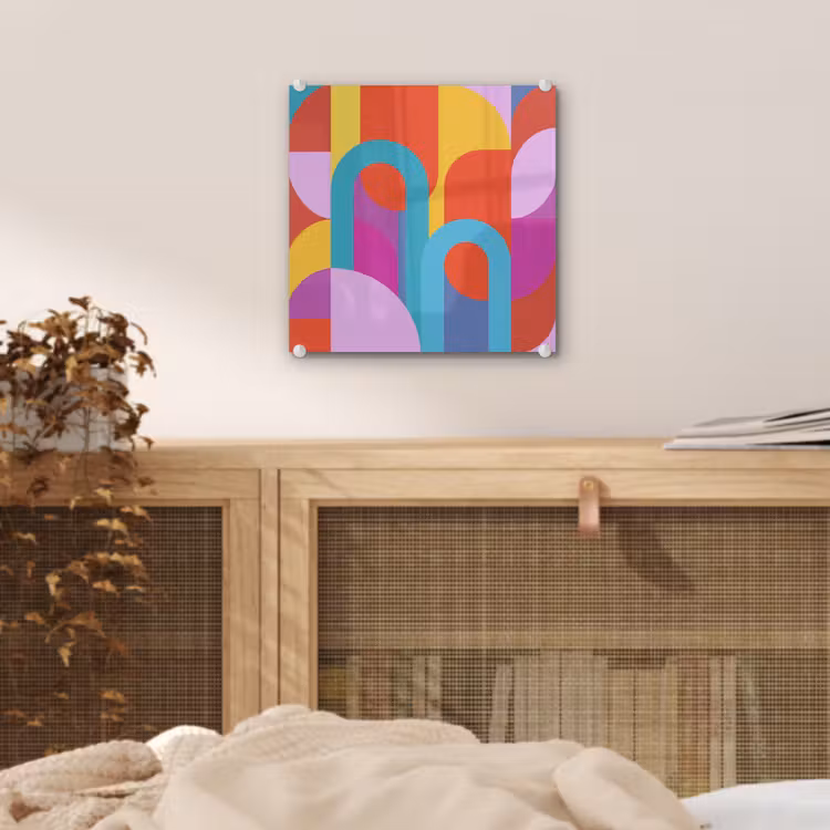 Glas schilderij - Abstract - Geometrie - Kleurrijk - Modern - Kunst — 5