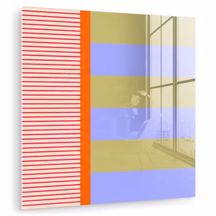 Glas schilderij - Abstract - Geometrie - Strepen - Blokken - Rood — 1