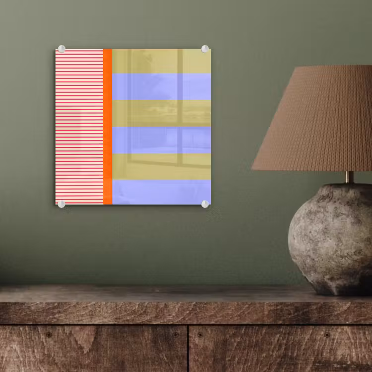 Glas schilderij - Abstract - Geometrie - Strepen - Blokken - Rood — 4