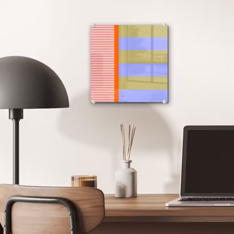Glas schilderij - Abstract - Geometrie - Strepen - Blokken - Rood — 7