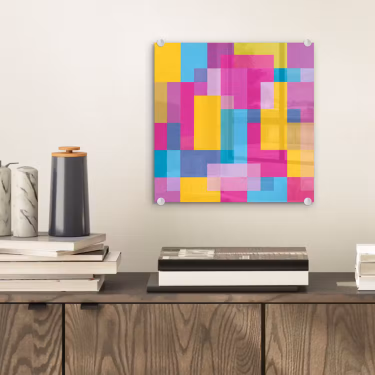 Glas schilderij - Abstract - Geometrisch - Kunst - Kleurrijk - Modern — 2