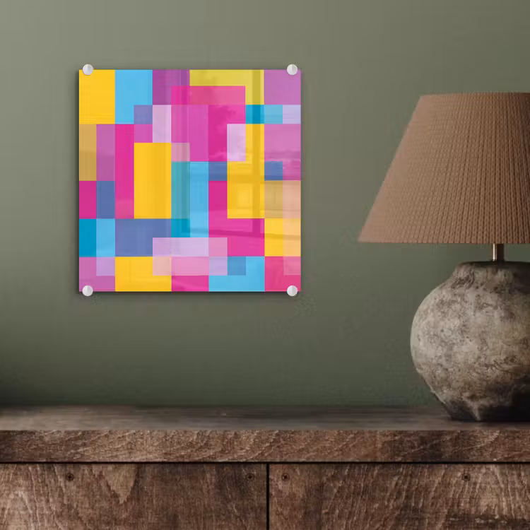 Glas schilderij - Abstract - Geometrisch - Kunst - Kleurrijk - Modern — 4