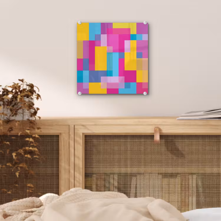 Glas schilderij - Abstract - Geometrisch - Kunst - Kleurrijk - Modern — 5