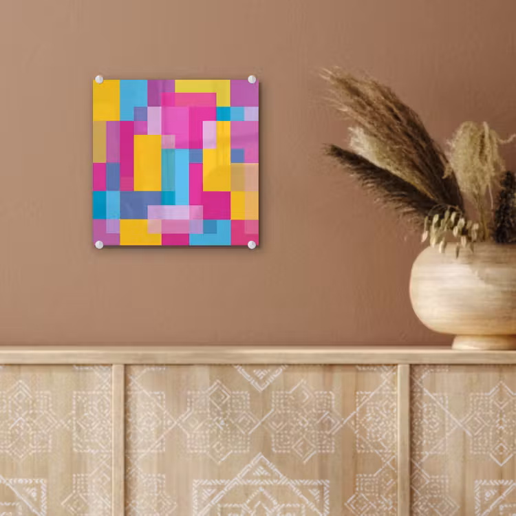 Glas schilderij - Abstract - Geometrisch - Kunst - Kleurrijk - Modern — 6