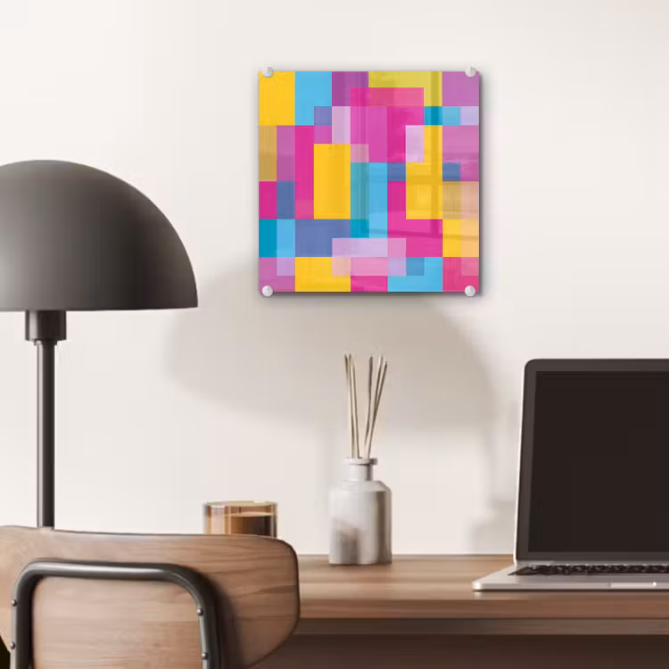 Glas schilderij - Abstract - Geometrisch - Kunst - Kleurrijk - Modern — 7