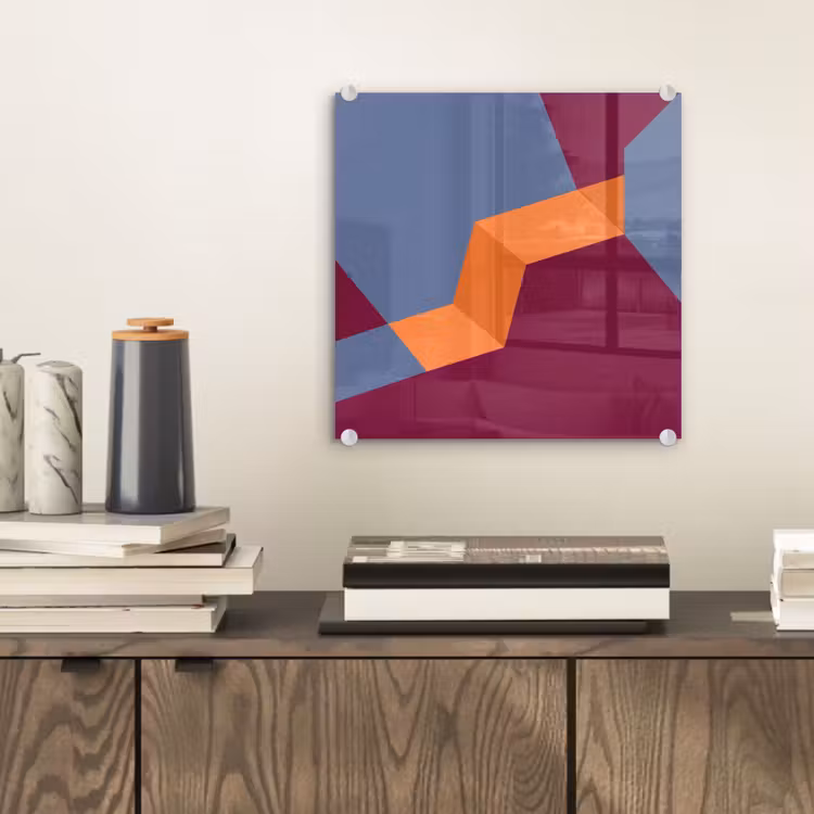 Glas schilderij - Abstract - Vormen - Modern - Blauw - Oranje — 2