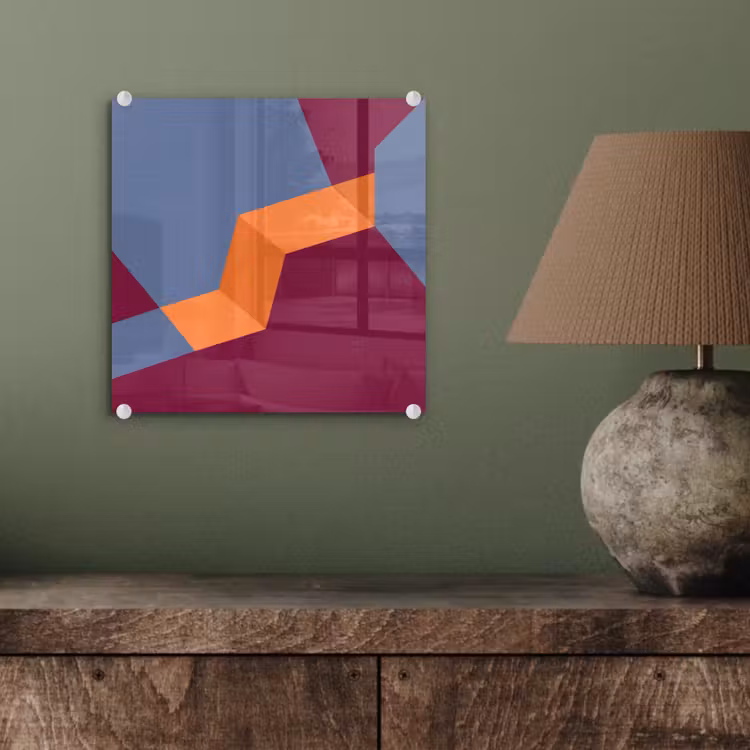 Glas schilderij - Abstract - Vormen - Modern - Blauw - Oranje — 4