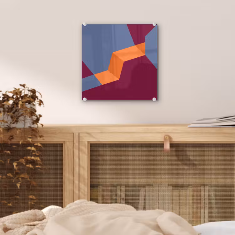 Glas schilderij - Abstract - Vormen - Modern - Blauw - Oranje — 5