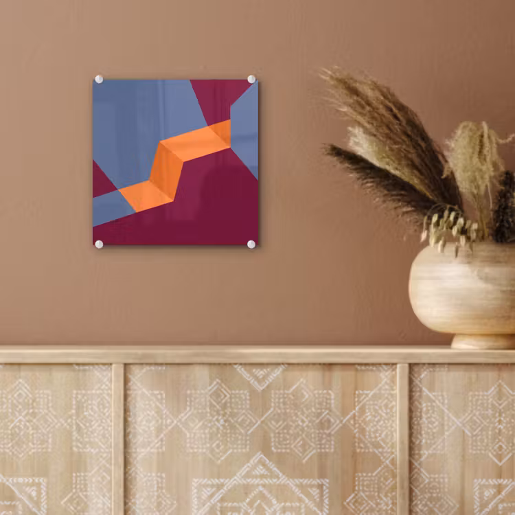 Glas schilderij - Abstract - Vormen - Modern - Blauw - Oranje — 6