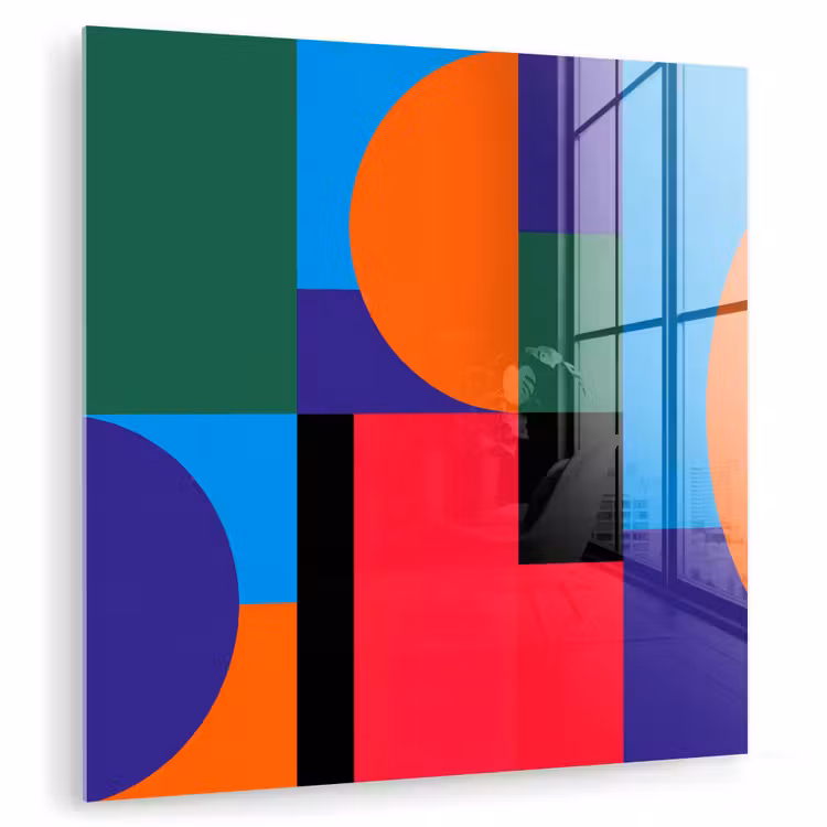 Glas schilderij - Geometrisch - Abstract - Vormen - Kleurrijk - Modern — 1
