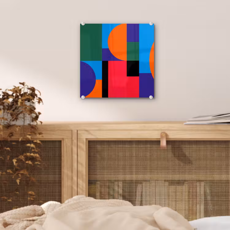 Glas schilderij - Geometrisch - Abstract - Vormen - Kleurrijk - Modern — 5