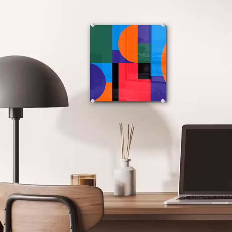 Glas schilderij - Geometrisch - Abstract - Vormen - Kleurrijk - Modern — 7