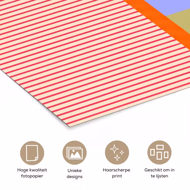 Poster - Abstract - Geometrie - Strepen - Blokken - Rood — 5