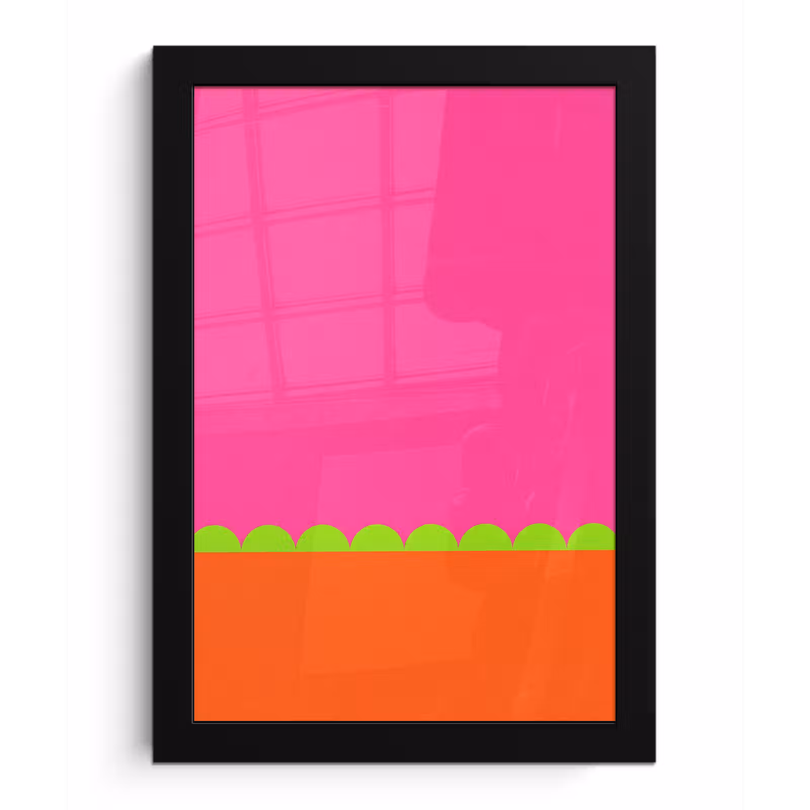 Poster met lijst - Abstract - Geometrisch - Kleurblokken - Roze - Oranje — 1