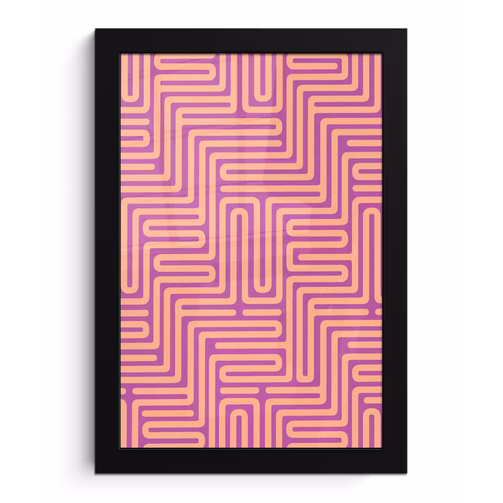 Poster met lijst - Patroon - Lijnen - Abstract - Modern - Paars — 1