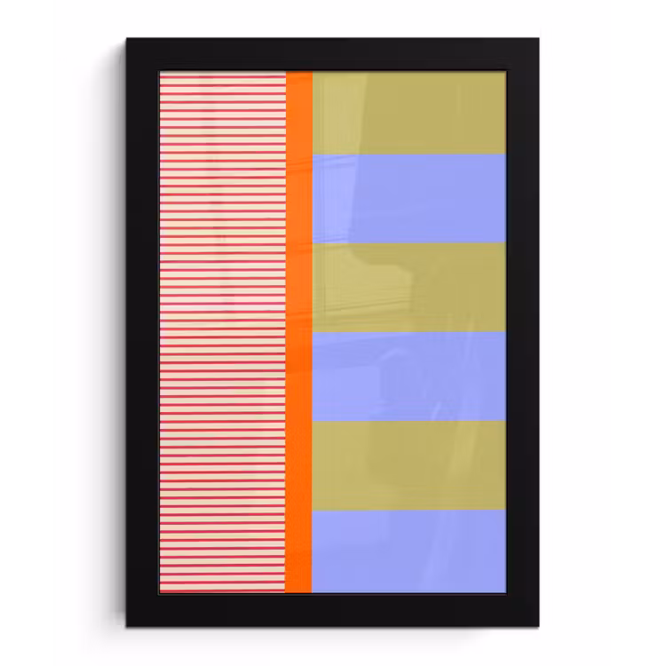 Poster met lijst - Abstract - Geometrie - Strepen - Blokken - Rood — 1