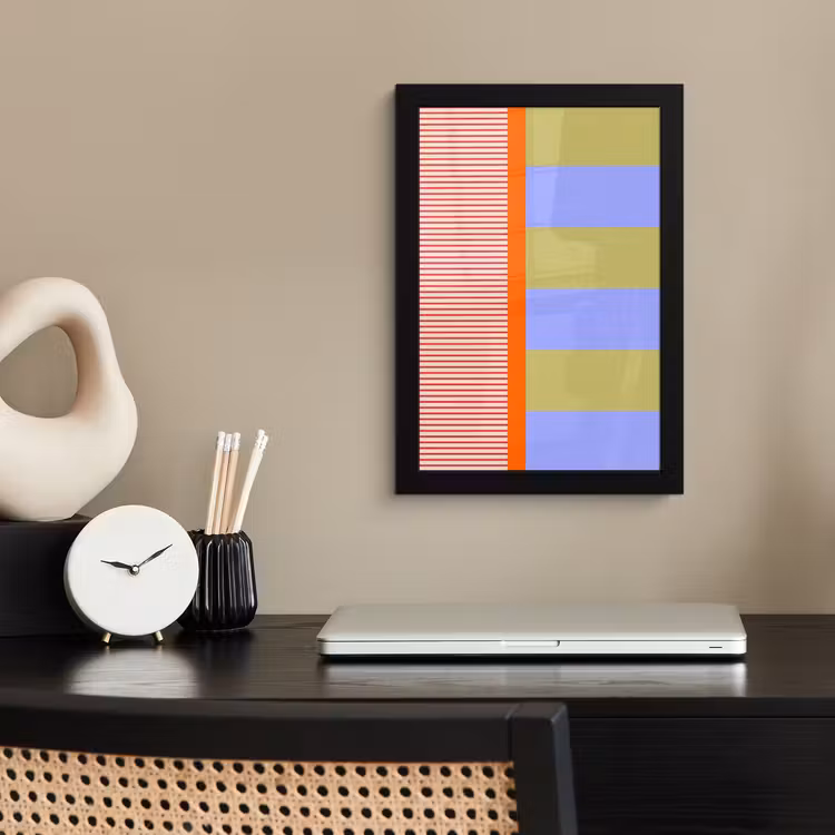 Poster met lijst - Abstract - Geometrie - Strepen - Blokken - Rood — 2