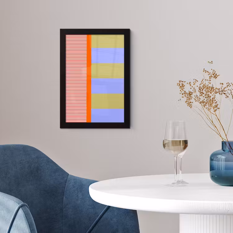Poster met lijst - Abstract - Geometrie - Strepen - Blokken - Rood — 4