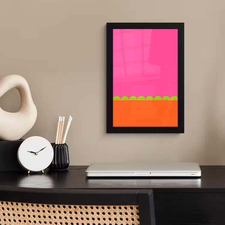 Poster met lijst - Abstract - Geometrisch - Kleurblokken - Roze - Oranje — 2