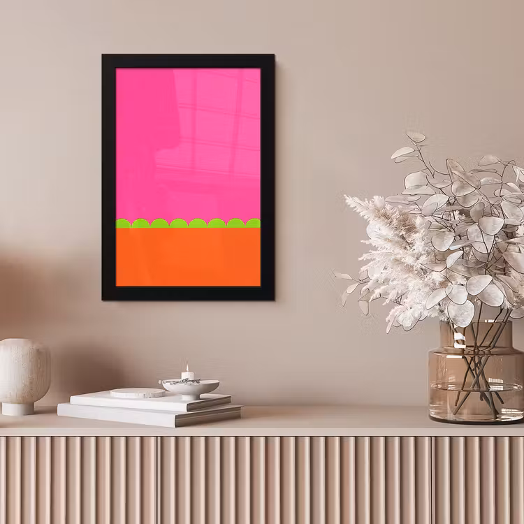 Poster met lijst - Abstract - Geometrisch - Kleurblokken - Roze - Oranje — 5