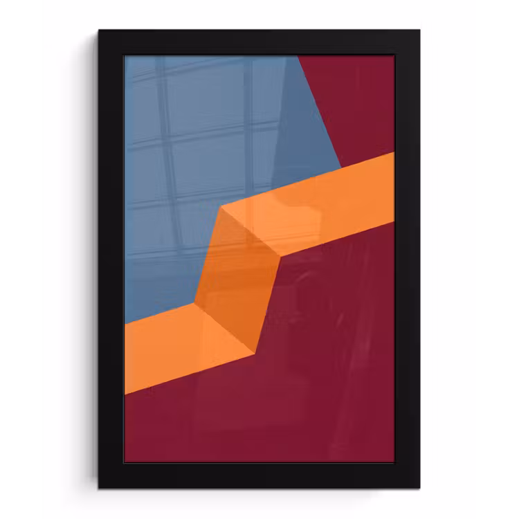 Poster met lijst - Abstract - Vormen - Modern - Blauw - Oranje — 1