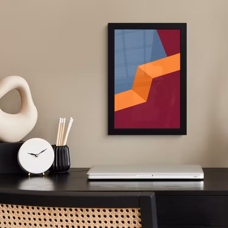 Poster met lijst - Abstract - Vormen - Modern - Blauw - Oranje — 2