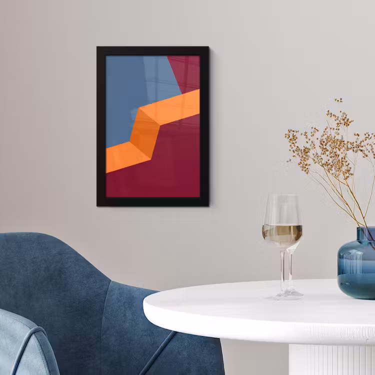 Poster met lijst - Abstract - Vormen - Modern - Blauw - Oranje — 4