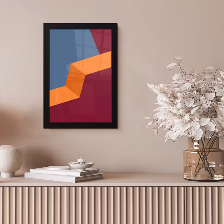 Poster met lijst - Abstract - Vormen - Modern - Blauw - Oranje — 5