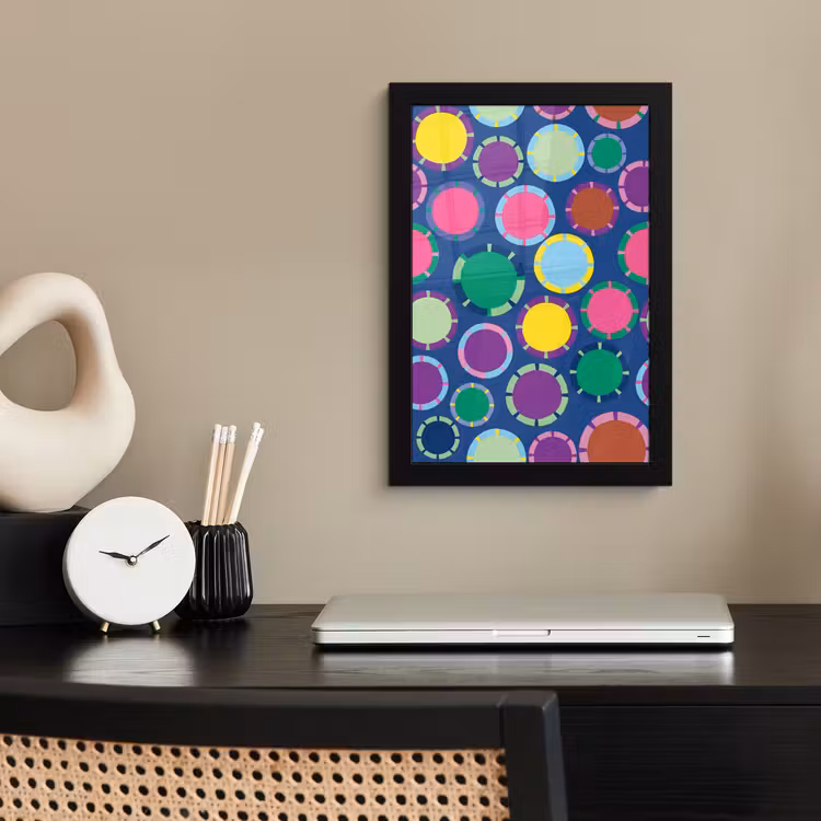 Poster met lijst - Patroon - Cirkels - Abstract - Kleurrijk — 2