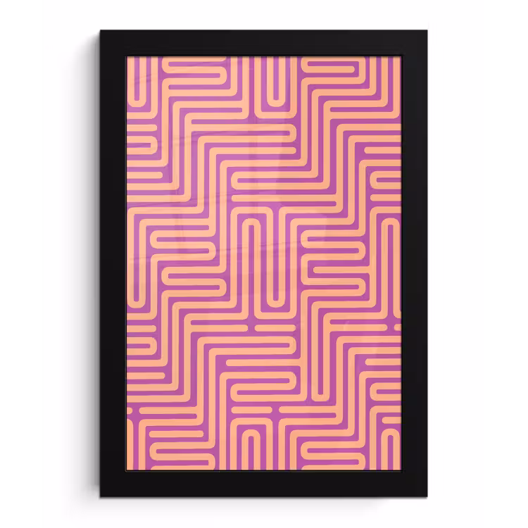 Poster met lijst - Patroon - Lijnen - Abstract - Modern - Paars — 1