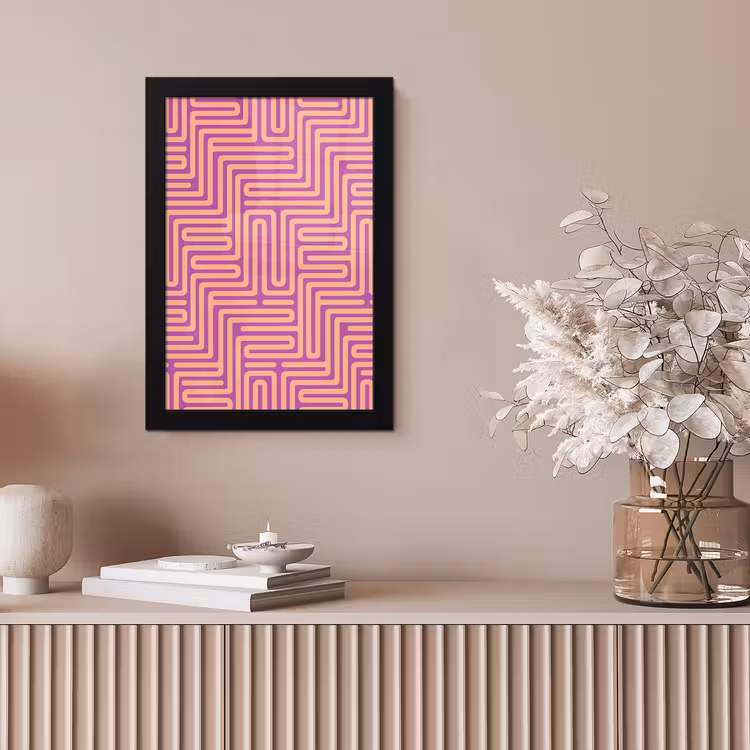 Poster met lijst - Patroon - Lijnen - Abstract - Modern - Paars — 5