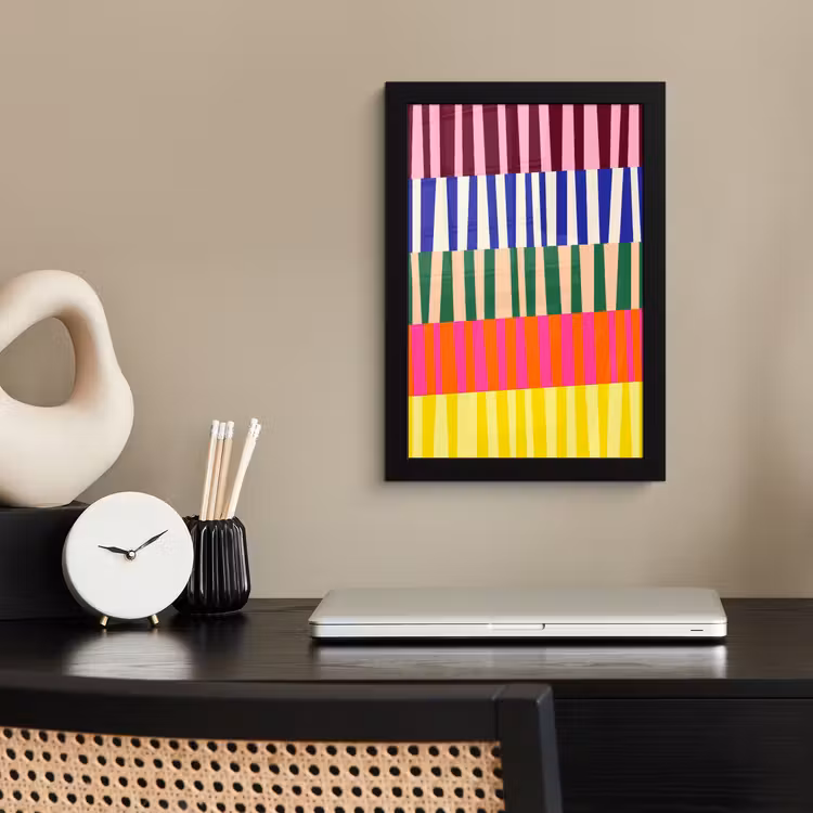 Poster met lijst - Patroon - Strepen - Abstract - Modern - Kleurrijk — 2