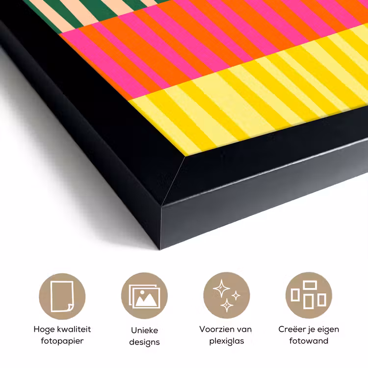 Poster met lijst - Patroon - Strepen - Abstract - Modern - Kleurrijk — 6