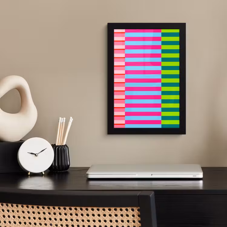 Poster met lijst - Patroon - Strepen - Modern - Abstract - Kleurrijk — 2